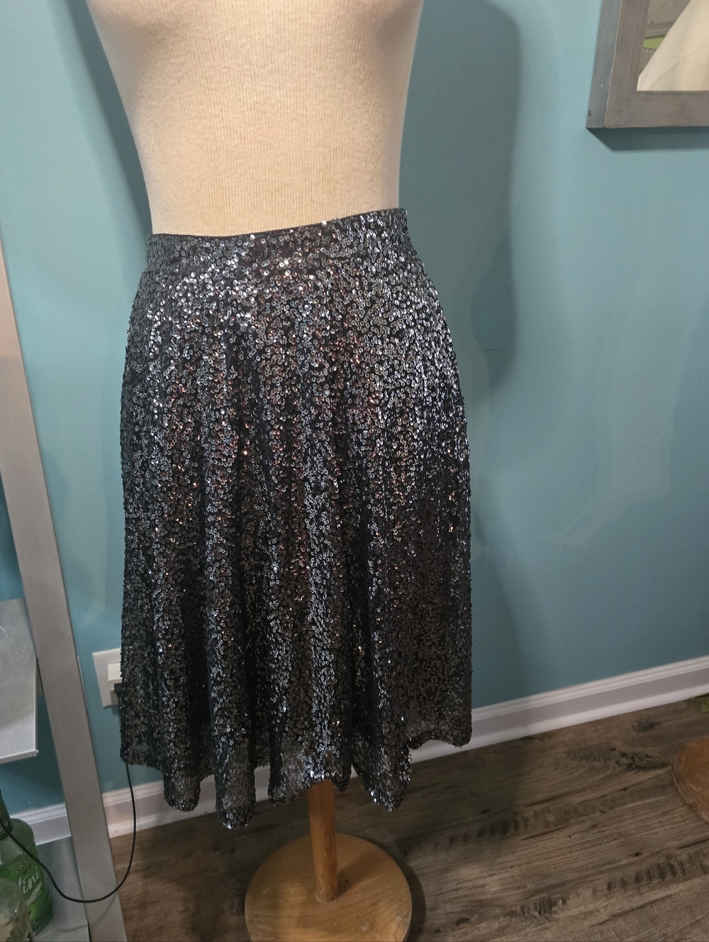 Lane Bryant Silver Sequin Fit and Flare Skirt
